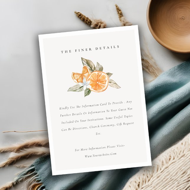 Minimal Orange Botanical Boho Wedding Details Enclosure Card (Creator Uploaded)