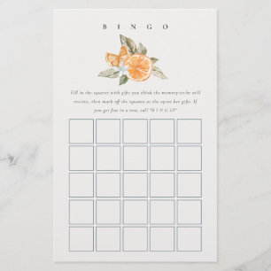 Minimal Orange Botanical Bridal Shower Bingo Game