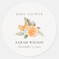 Minimal Orange Botanical Leafy Boho Baby Shower