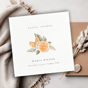 Minimal Orange Botanical Leafy Boho Bridal Shower Napkin