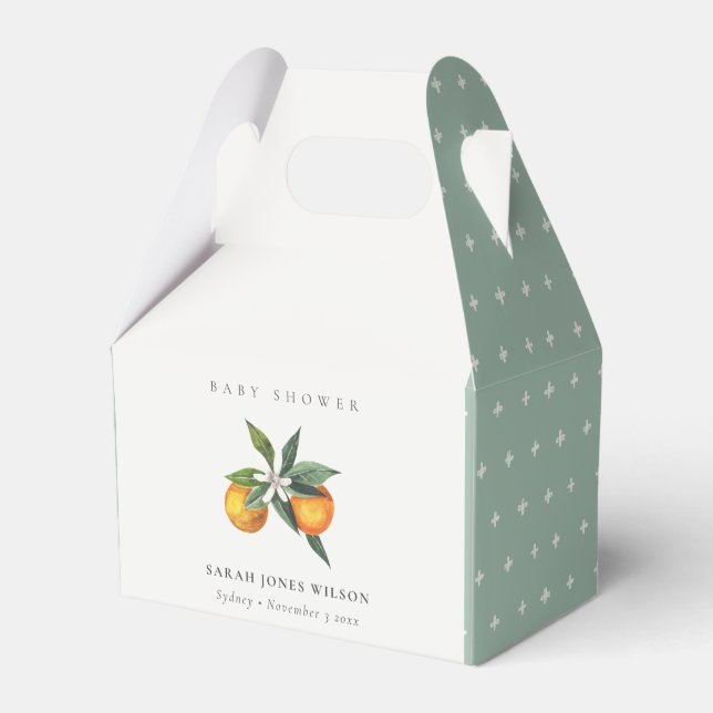 Minimal Orange Fauna Advise For Mum Baby Shower Favour Box (Front Side)