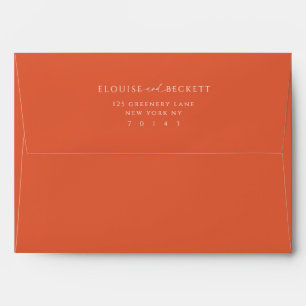 Minimal Orange Floral Envelope with Return Address