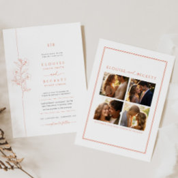 Minimal Orange Floral Wedding Invitation Photo