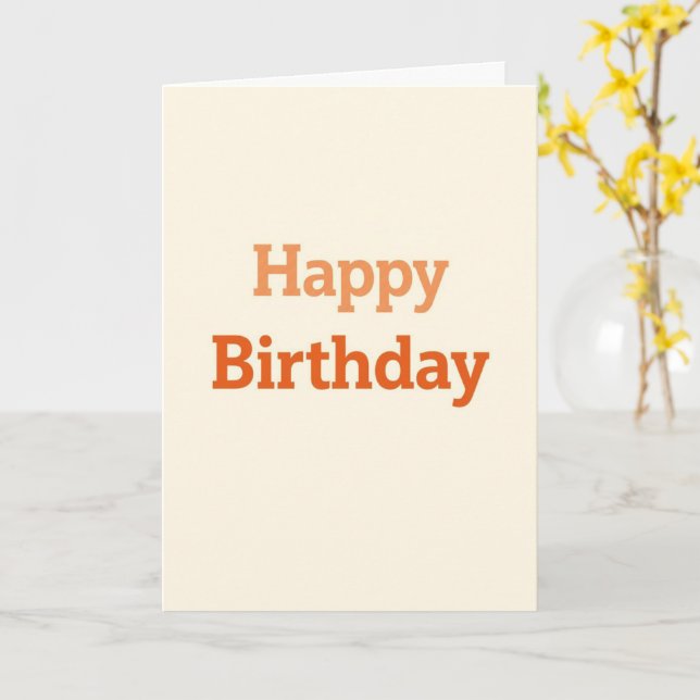Minimal Orange Happy Birthday Card (Yellow Flower)