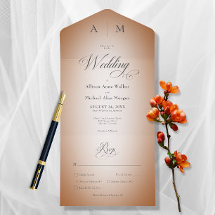 Minimal Orange Rust & White Blur Modern Dinner All In One Invitation