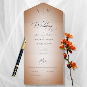 Minimal Orange Rust & White Blur Modern No Dinner All In One Invitation
