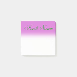Minimal Orchid Background + Forest Green Name Post-it Notes