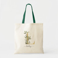 Minimal Organic Greenery Gold Monogram Letter "L"