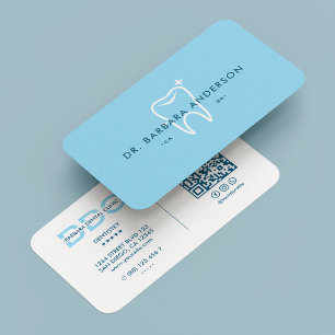 Minimal Orthodontist Dentist Sky Blue Tooth Business Card
