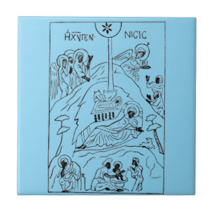 Minimal Orthodox Nativity scene Ceramic Tile