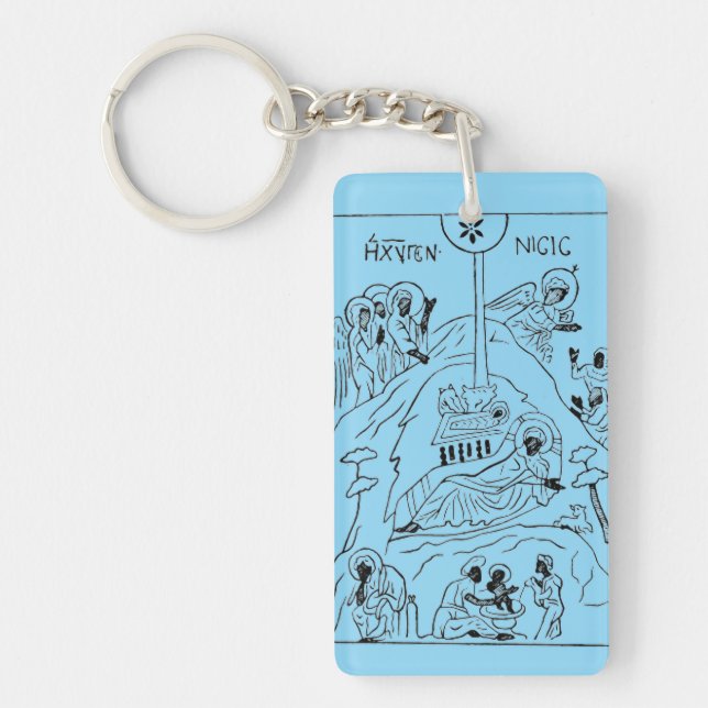 Minimal Orthodox Nativity scene Key Ring (Front)