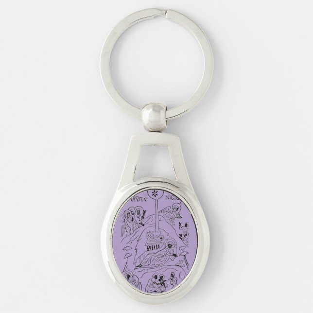 Minimal Orthodox Nativity scene Key Ring (Front)