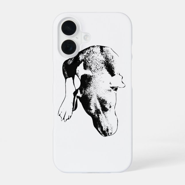 Minimal Overhead Head & Paw iPhone 16 Case (Back)