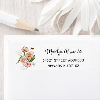 Minimal Pale Pink Still Life Floral Return Address Label