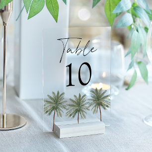Minimal Palm Tree Acrylic Wedding Table Number