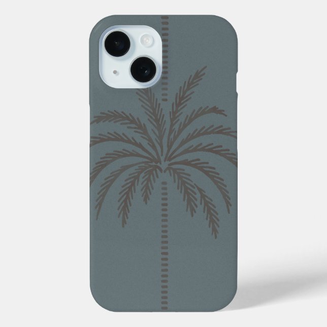 Minimal Palm Tree Pattern Blue Grey Tropical  Case-Mate iPhone Case (Back)