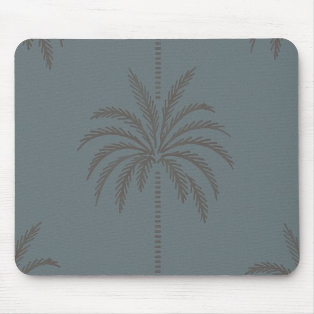 Minimal Palm Tree Pattern Blue Grey Tropical  Mouse Pad (Front)