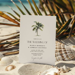Minimal Palm Tree Tropical Beach Wedding Invitation