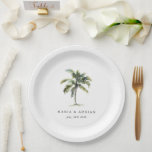 Minimal Palm Tree Tropical Beach Wedding Paper Plate<br><div class="desc">Minimal tropical wedding palm tree plates. Matching items available in her Minimal Palm Tree Collection.</div>