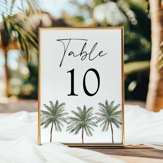 Minimal Palm Tree Wedding Table Number Card (Creator Uploaded)