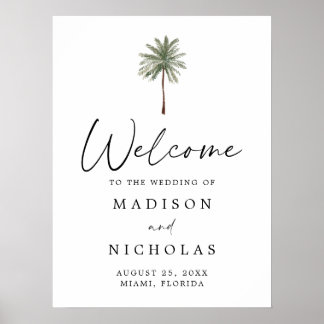 Minimal Palm Tree Wedding Welcome Sign Poster