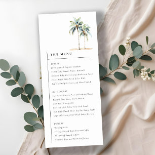 Minimal Palm Trees Tropical Wedding Menu Card