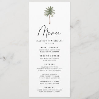 Minimal Palm Wedding Menu