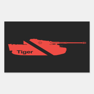 Minimal Panzerkampfwagen VI, red - black Rectangular Sticker