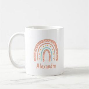 Minimal Pastel Boho Rainbow Personalised Coffee Mug