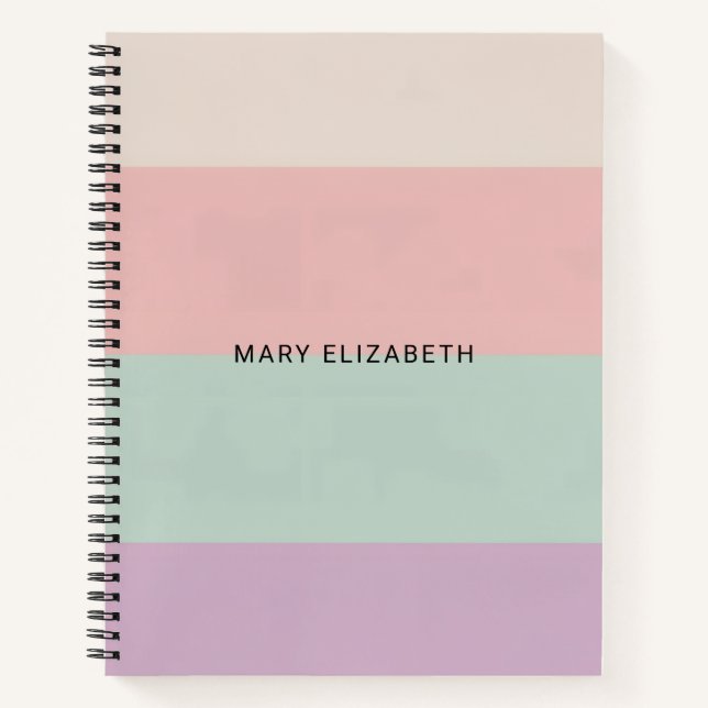 Minimal Pastel Color Block Personalized Notebook (Front)