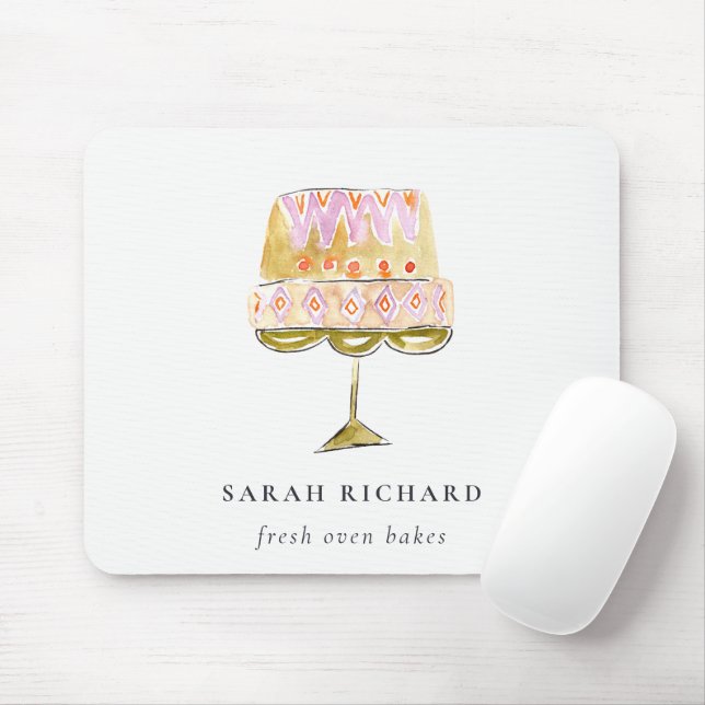 Minimal Pastel Colourful Watercolor Cake Bakery Mouse Pad (With Mouse)