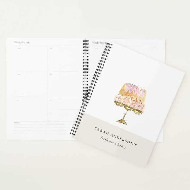 Minimal Pastel Colourful Watercolor Cake Bakery Planner (Display)