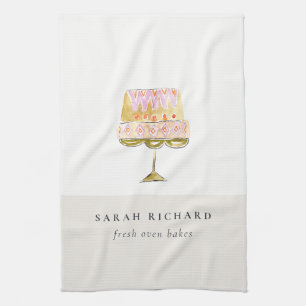 Minimal Pastel Colourful Watercolor Cake Bakery Tea Towel