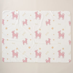 Minimal Pastel pink chihuahua Silhouette blanket