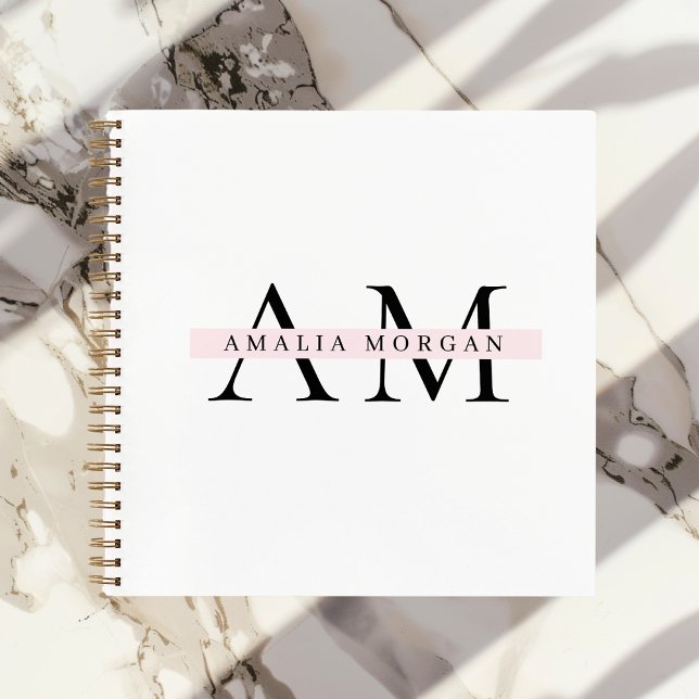 "Minimal Pastel Pink Initial & Name Personalised  Notebook (Creator Uploaded)