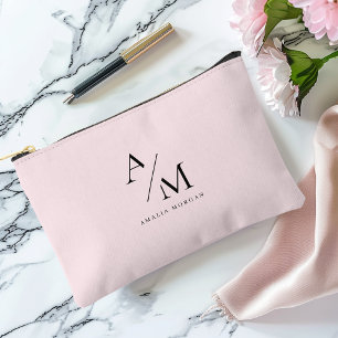 Minimal Pastel Pink Initial & Personalised  Accessory Pouch