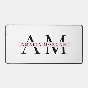 Minimal Pastel Pink Initial & Personalised  Desk Mat