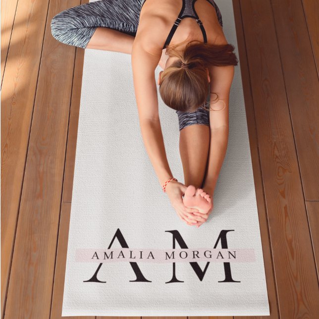Minimal Pastel Pink Initial & Personalised  Yoga Mat (Creator Uploaded)