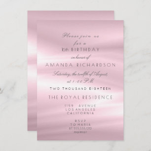 Minimal Pastel Pink Lilac Pearl Birthday Glitter Invitation
