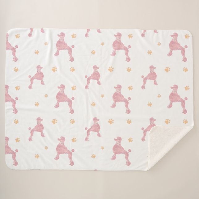 Minimal Pastel Pink Poodle Pattern Blanket (Front (Horizontal))