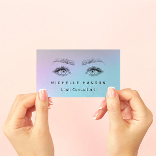 Minimal Pastel Purple Turquoise Lash Business Card