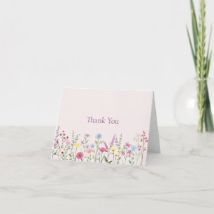 Minimal Pastel Wildflower Thank You Card