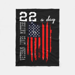 Minimal Patriotic Veteran Lives 22 Day Fleece Blanket