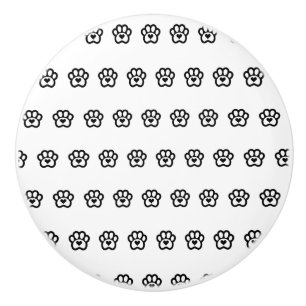 Minimal Paw Print With Heart Pet Symbol Ceramic Knob