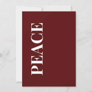Minimal PEACE   Deep Red Holiday Greeting Card