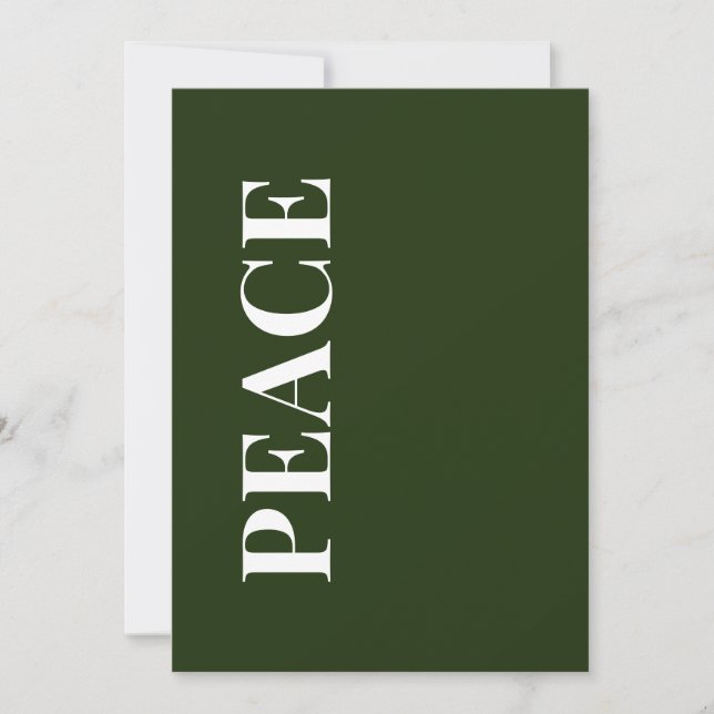 Minimal PEACE | Forest Green Holiday Greeting Card (Front)
