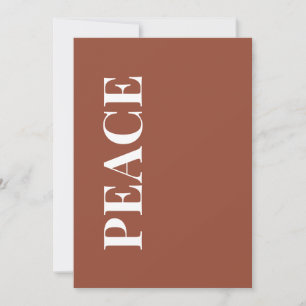 Minimal PEACE   Terracotta Holiday Greeting Card
