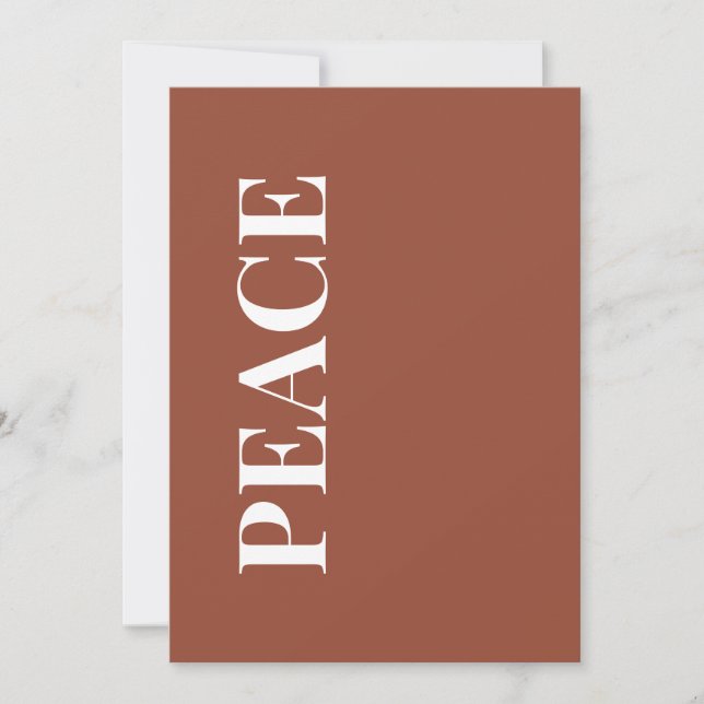 Minimal PEACE | Terracotta Holiday Greeting Card (Front)
