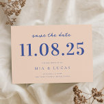 Minimal Peach Blue Chic Wedding Date Non-Photo Save The Date<br><div class="desc">Personalise this minimal chic design wedding save the date with all of your details.</div>