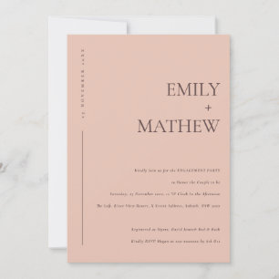 MINIMAL PEACH RUST ORANGE TYPOGRAPHY ENGAGEMENT INVITATION